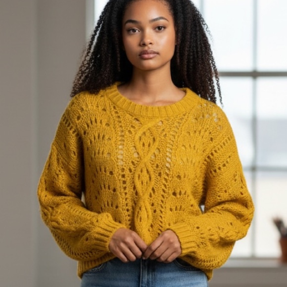 Urban Outfitters Mustard Yellow Crew Neck Sweater NWT